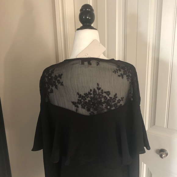 BLACK RUFFLE LACE ORGANZA SWING DRESS SIZE MED - Picture 10 of 14